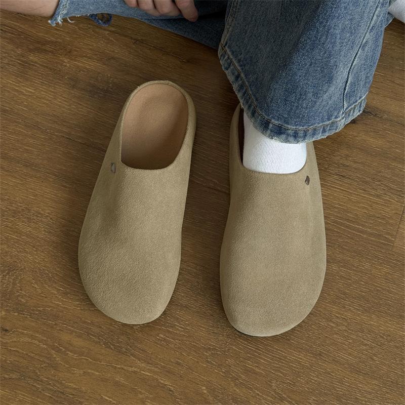 Casual outerwear platform Boken shoes heightening Muller slippers lazy outdoor bag head 19987 khaki, beige-J