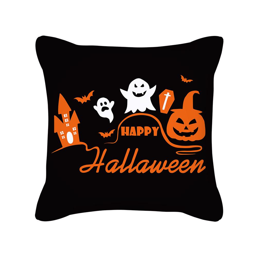 Halloween Pillow Cover Nordic Style New Product Cartoon Pumpkin Castle Peach Skin Cushion Cover Pillow Cover