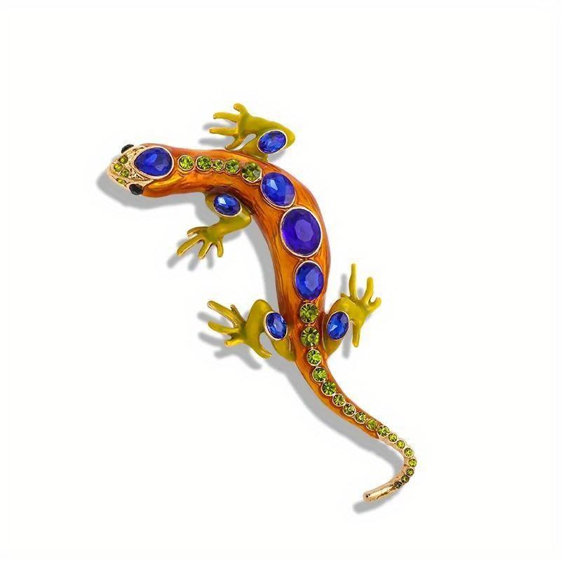 SKEDS Full Rhinestone Chameleon Brooch for Women Unisex Crystal Lizard Pin Banquet Party Backpack Gifts Jewelry Accessories