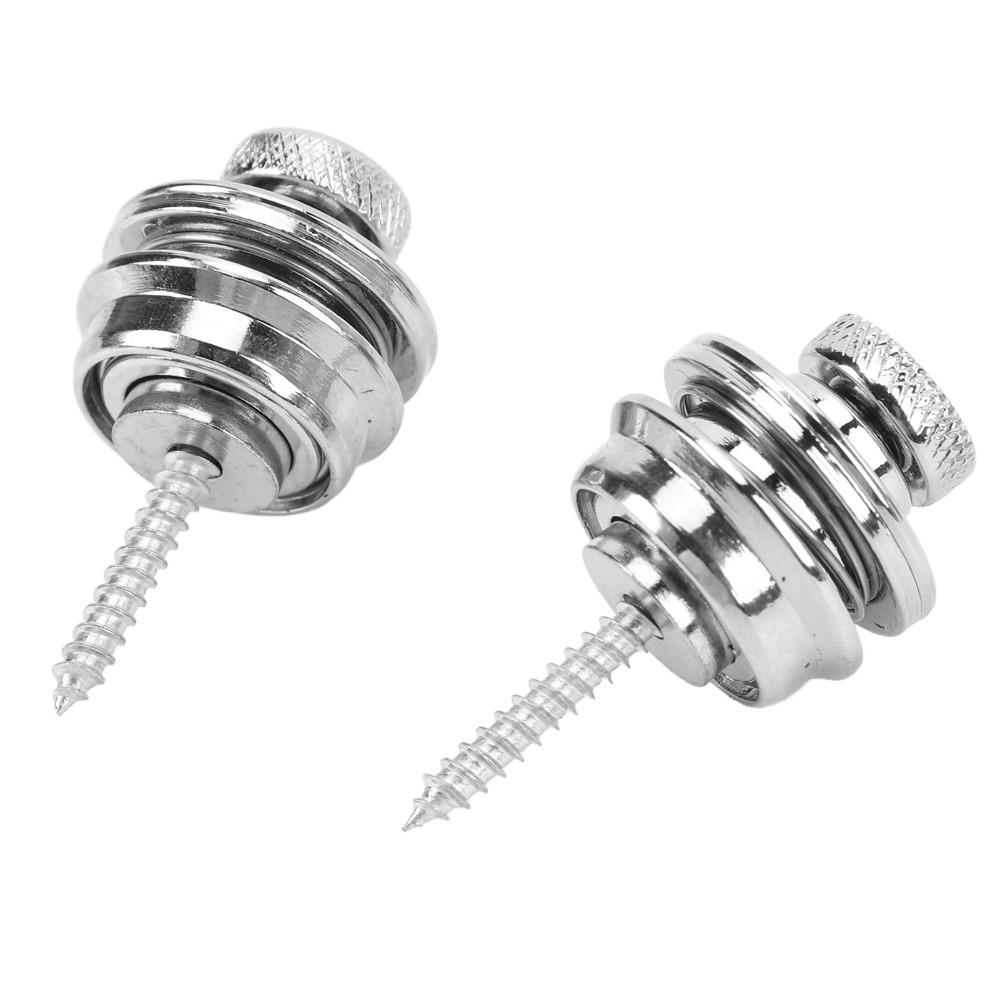 2PCS Metal Guitar Strap Locks Silver Guitar Strap Fittings  For Guitar