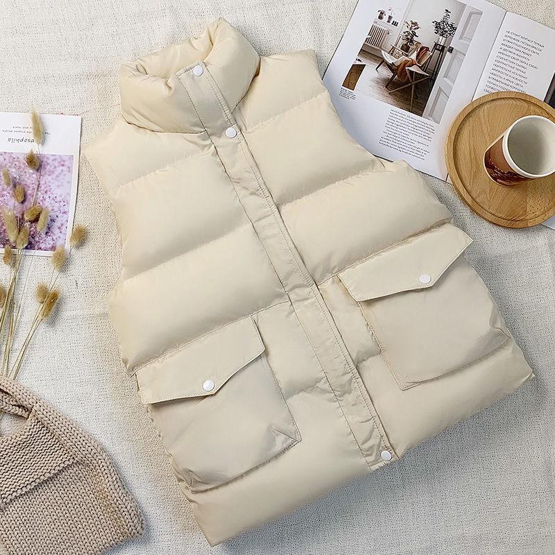2023 Women's Winter Bread Style Short Down Cotton Padded Vest - Sleeveless, Casual Korean Fashion
