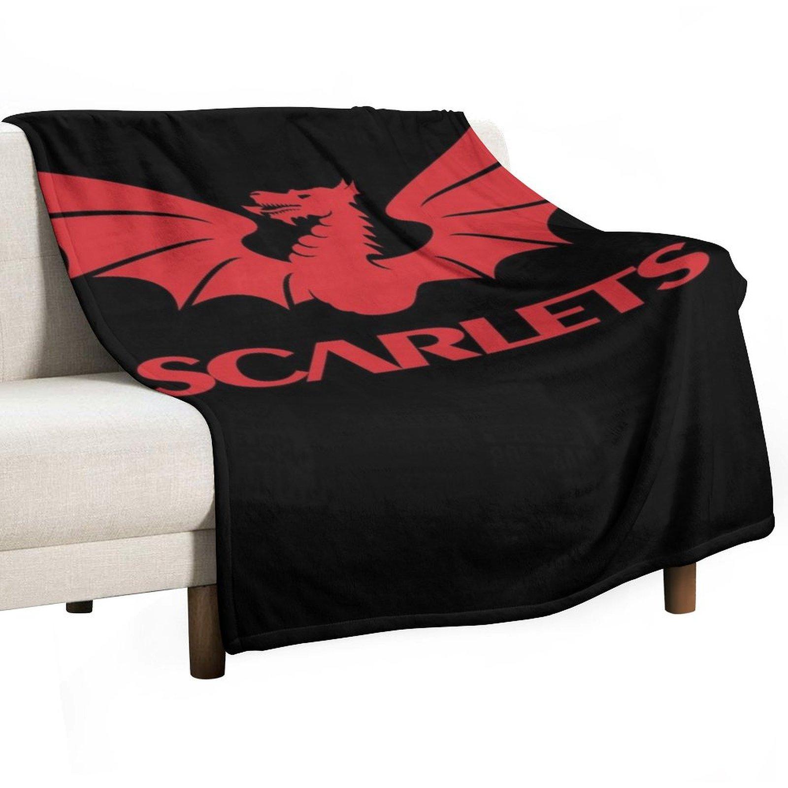 scarlets rugby Throw Blanket Nap For Decorative Sofa Stuffeds Camping Blankets 30x40in