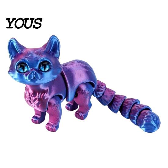 Handheld Decompression Toys 3D Printed Cat Toy, Articulated Movable Joint Figurine for Desk Fidget Office Decor, Cute Sensory Toy Kids Adults,