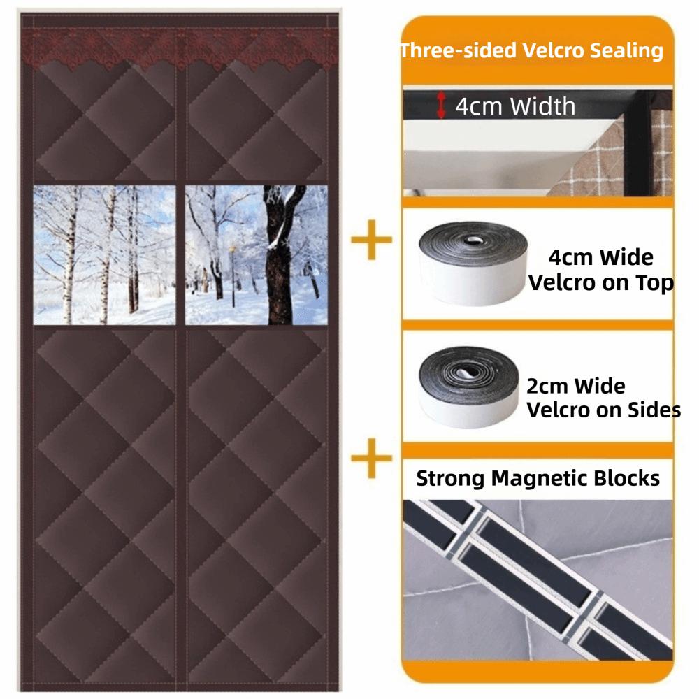 New Cotton Door Curtain Soundproof Thickened Air Conditioner Curtain No Punching Windproof Magnetic Curtain Air Conditioner Area