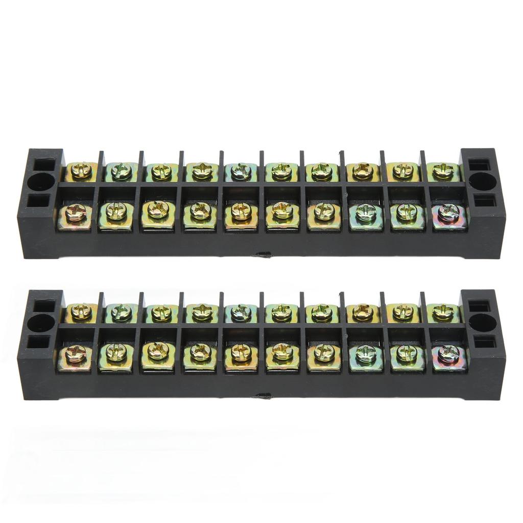 2Pcs Terminal Strip TB Fixed Large Current Dual Row Wire Barrier Block Terminal Strip with Transparent Cover 600V 35A