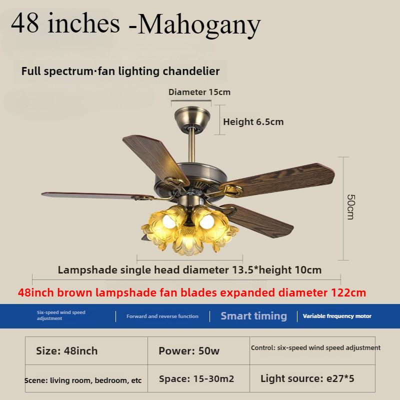 48-inch Remote Control 6-speed Reversible Interior Motor Dual Air Vane Ceiling Fan Lights