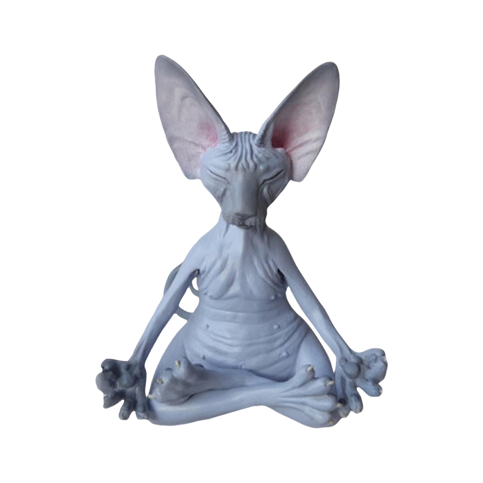 

Yoga Meditation Hairless Cat, Tabletop Ornament One Size светло-серый