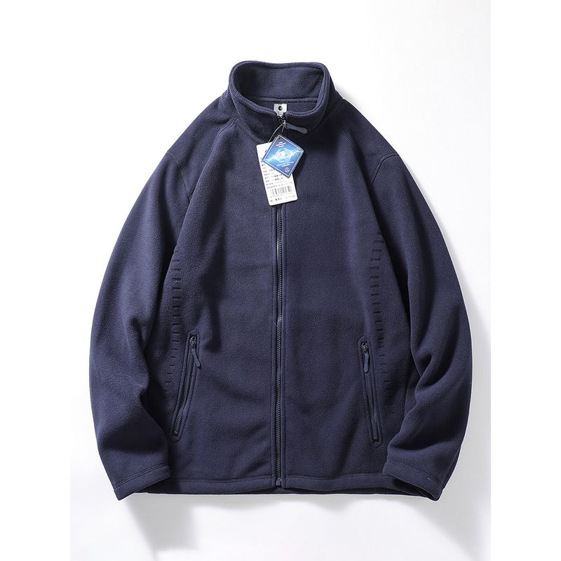 Double-Sided Polar Fleece Jacket Men's Autumn and Winter Fleece Sweater Jacket Export Men's American Stand Collar Cardigan Zipper Sweatshirt