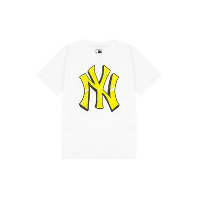 MLB New York Yankees Rückseitenlogo Kurzarm-T-Shirt Unisex T-Shirts Weiß 3ATS03023-50WHS