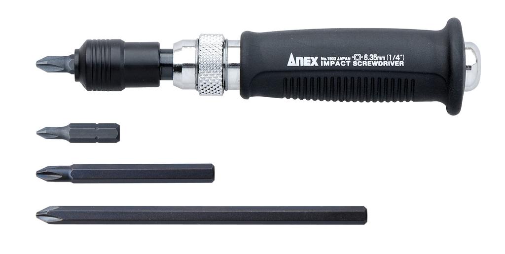 ANEX Mini Impact Turns Stuck for DIY Faucet Dashboard and Motorcycles Driver, 6.35mm Drive, 4-Bit Set, No. 1903-S [Easily Screws] Replacement,