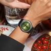 SWATCH Gent Series New Gent Series Quartz Movement Minimalist Green Light Swiss Watch 47.4mm Green Dial Plant Ceramic Case Silicone Strap SO32B117