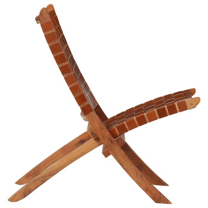 VidaXL Chaise Relaxation Cuir Véritable Bandes Marron Pliable Salle de Séjour 246365