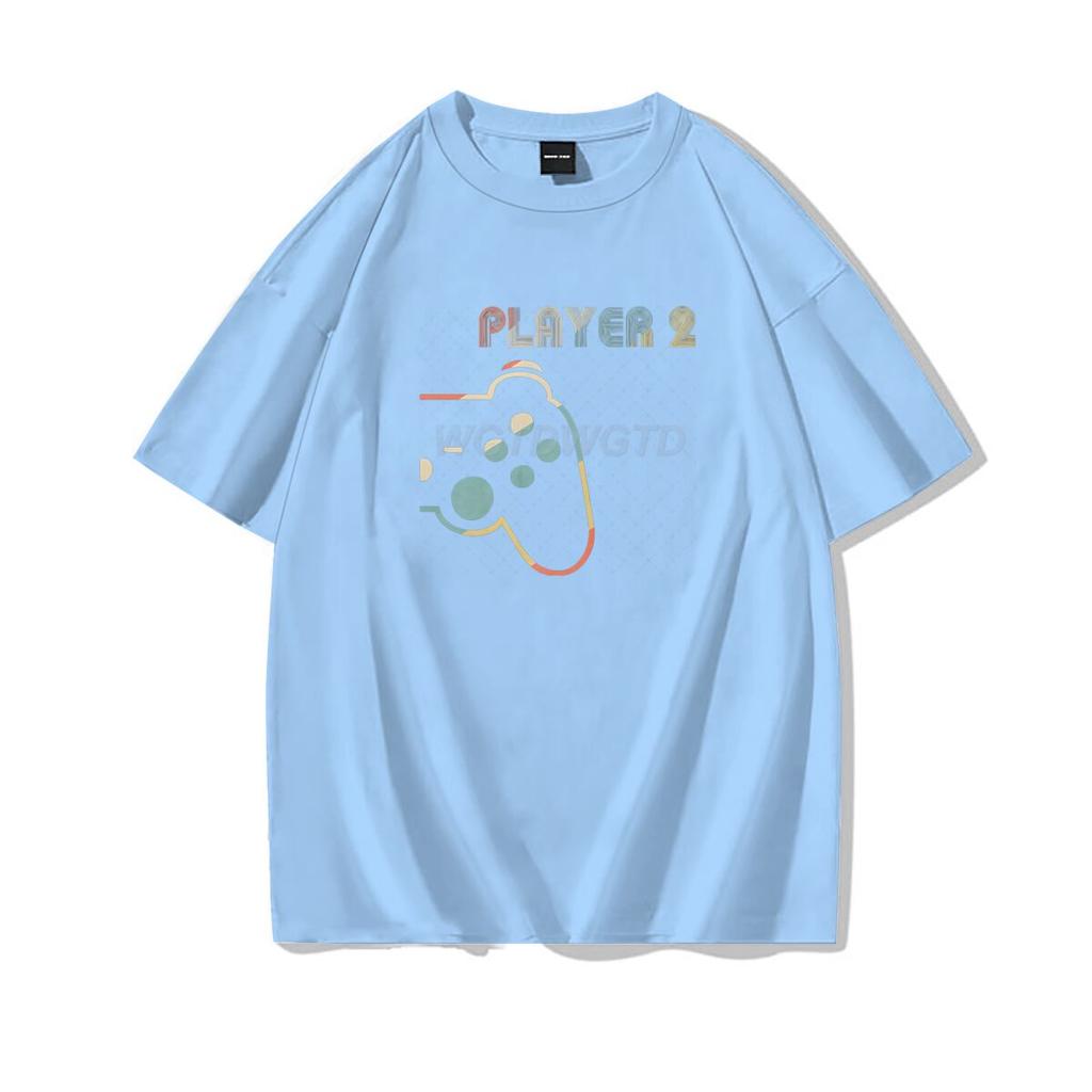 Matching Video Gamers Couple Player 1 Player 2 Tshirt Valentines Day Gifts Funny Matching Couples Short Sleeves Casual Tops