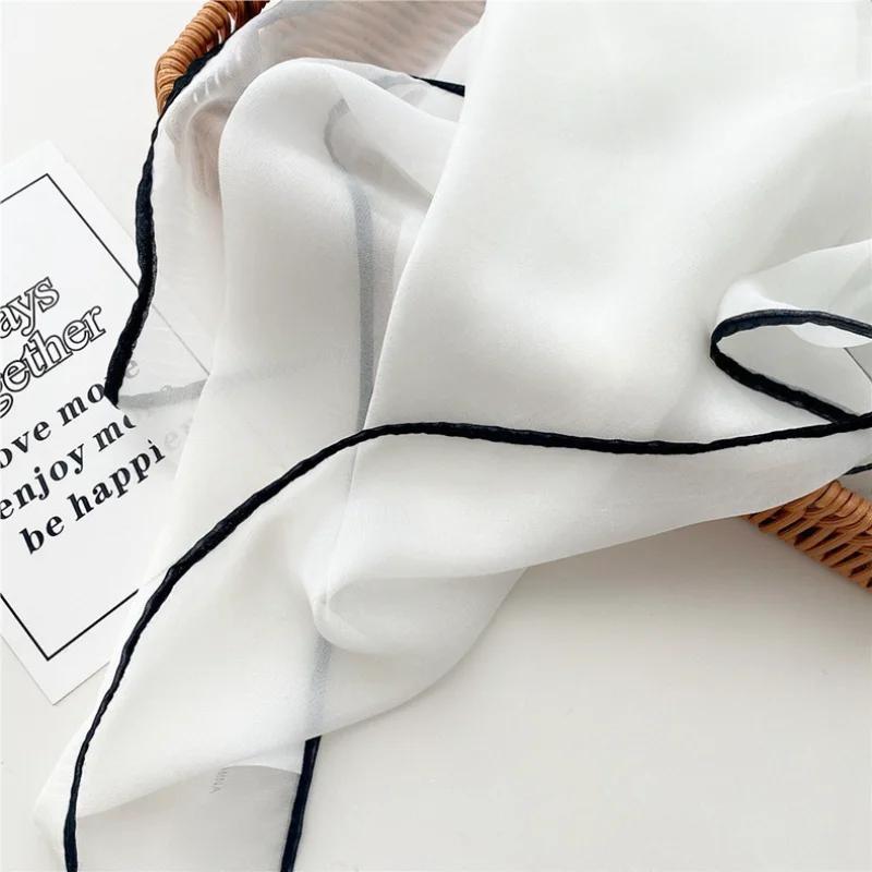 Solid Color Handkerchief Cotton Silk Neck Scarves For Women Small Shawls Bandana Head Scarfs Female Square Hairband Hijab Scarf