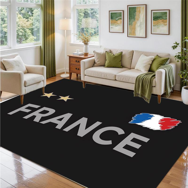 France National Football Team Design Crystal Velvet Rug Soft Decorative Mat for Bedroom Entrance