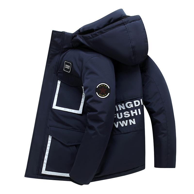 Cotton Coat for Men Autumn and Winter New Men's Casual Thickened Youth Solid Color Mid-length Cotton Coat Men's Jacket