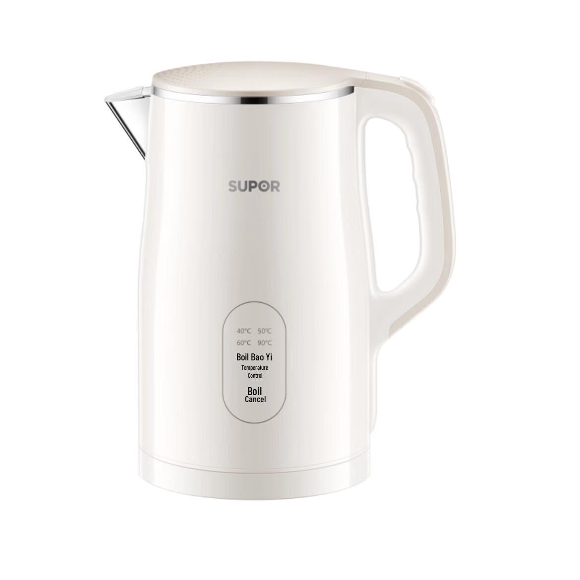 

Supor Large Capacity Electric Kettle with Double Layer Insulation and One-Button Operation (SW-17S03F). 1.5 Liters