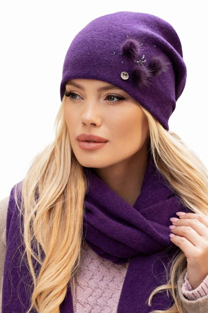 Onyx Elegant Women' Wool Hat, Purple Color