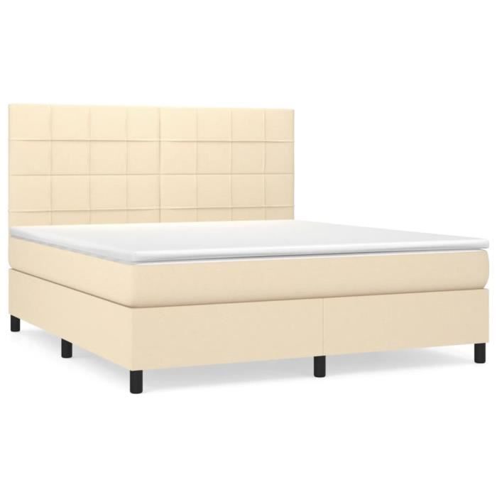 3141798 vidaXL Divan Bed with Mattress Cream 180x200 Cm Fabric