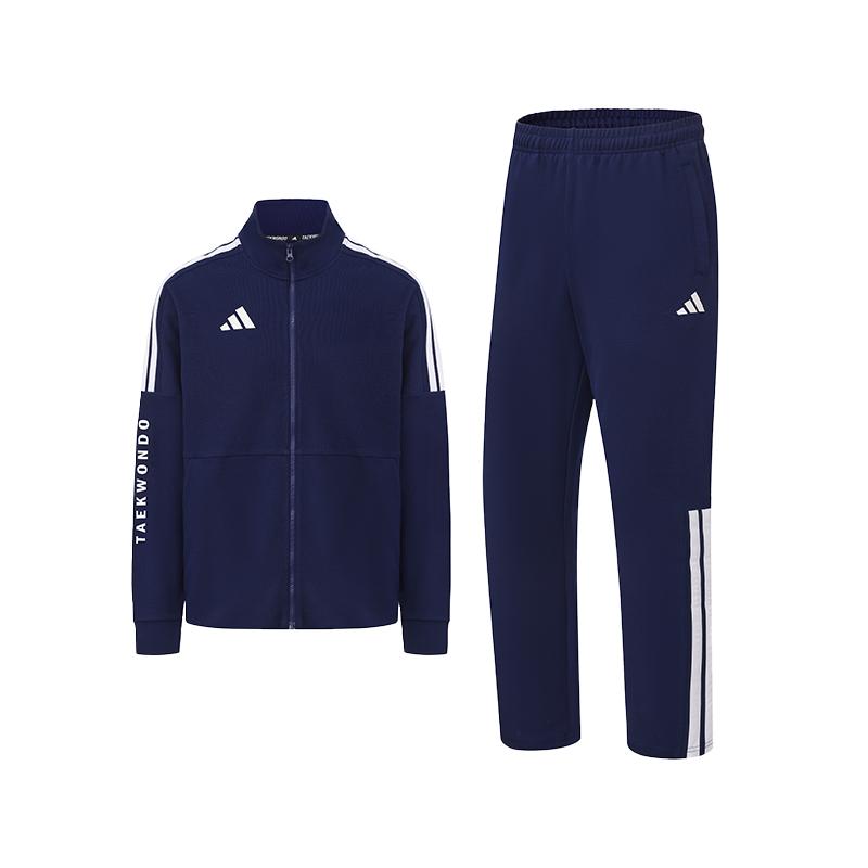 

Adidas Taekwondo 3-Stripes Classic Retro Straight Leg Long Pants Stand Collar Jacket Cotton Two-Piece Casual Sports Suit CLTR02NHJT-DBW+CLTR02PTK-DBW 3XL