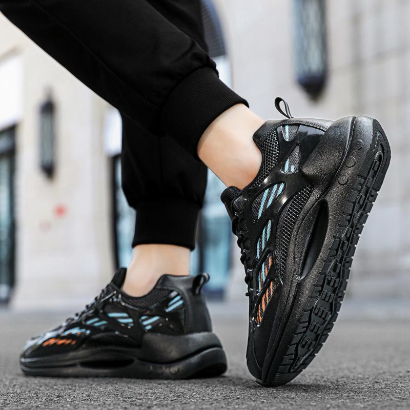 Herren Sportschuhe Damen Laufschuhe Schwarz Basketballschuhe Dicke Sohle Höhenerhöhung Paarschuhe