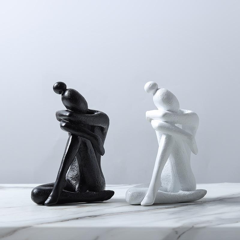 Nordische Wabi Sabi Harz Buchstütze Skulptur Kniende Figur Heimdeko Modern Minimalistisch