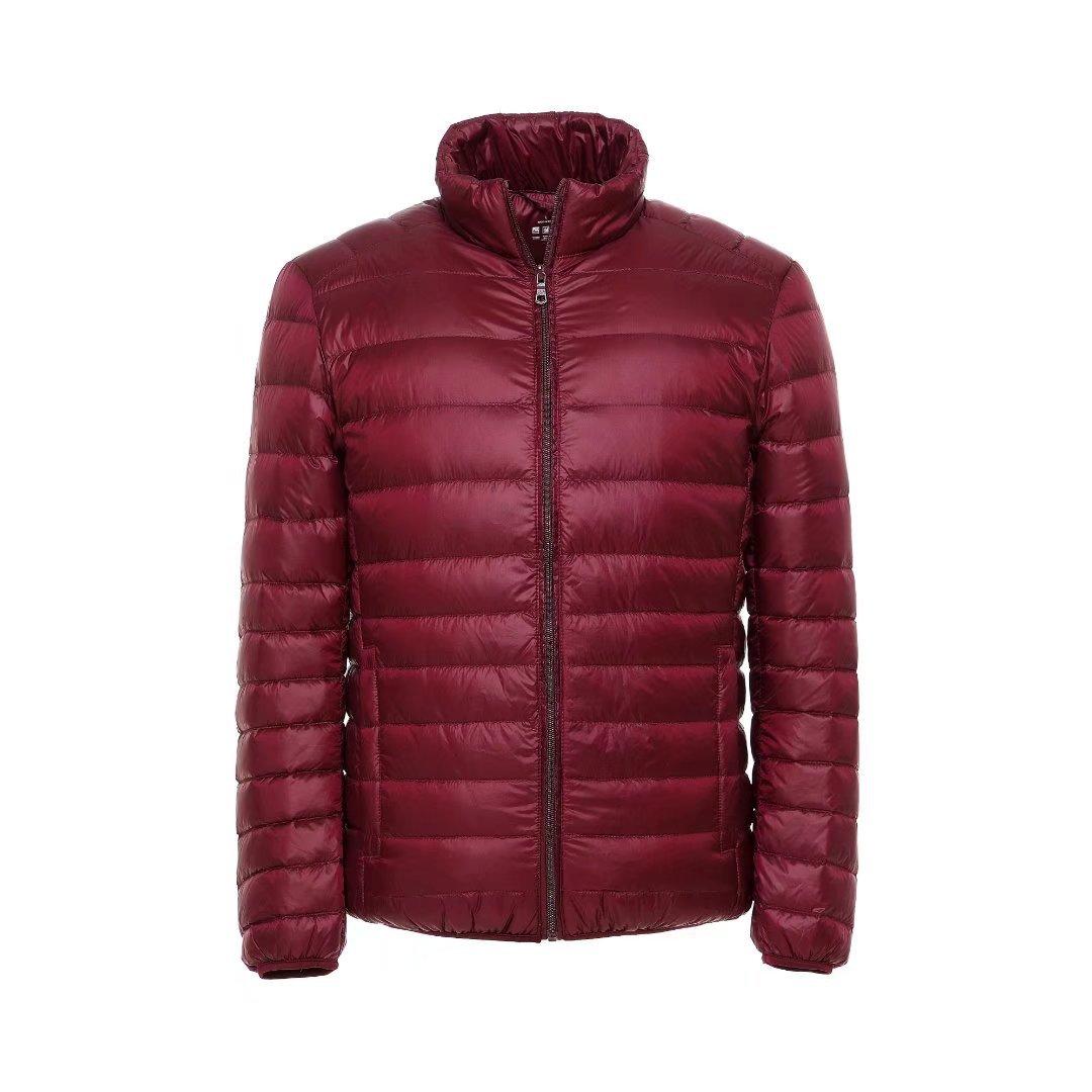 

Пинху мужская осенне-зимняя однотонная простая куртка с воротником-стойкой, на белом утином пуху, легкая пуховая куртка для мужчин 4XL бордовый