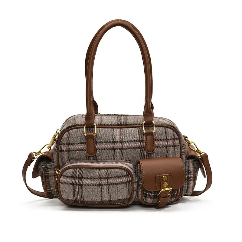 

Новый продукт популярная мода литературный смысл клетчатая сумка-подмышка Бостон женская корейская версия нишевая универсальная сумка-мессенджер для通勤