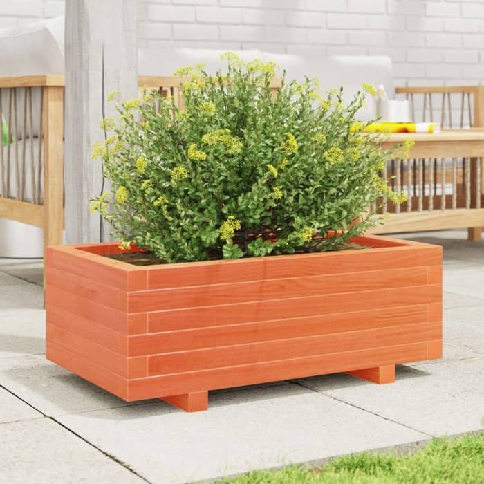 VidaXL Jardinière cire marron 70x40x26,5 cm bois de pin massif, jardinière d'extérieur, bac à fleurs, boîte à plantes, 847330