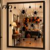 Party Window Decor Halloween Spider Static Cling, Black Silhouette Glass Wall Sticker, No Residue Self-Adhesive Decal Spooky Decal, for