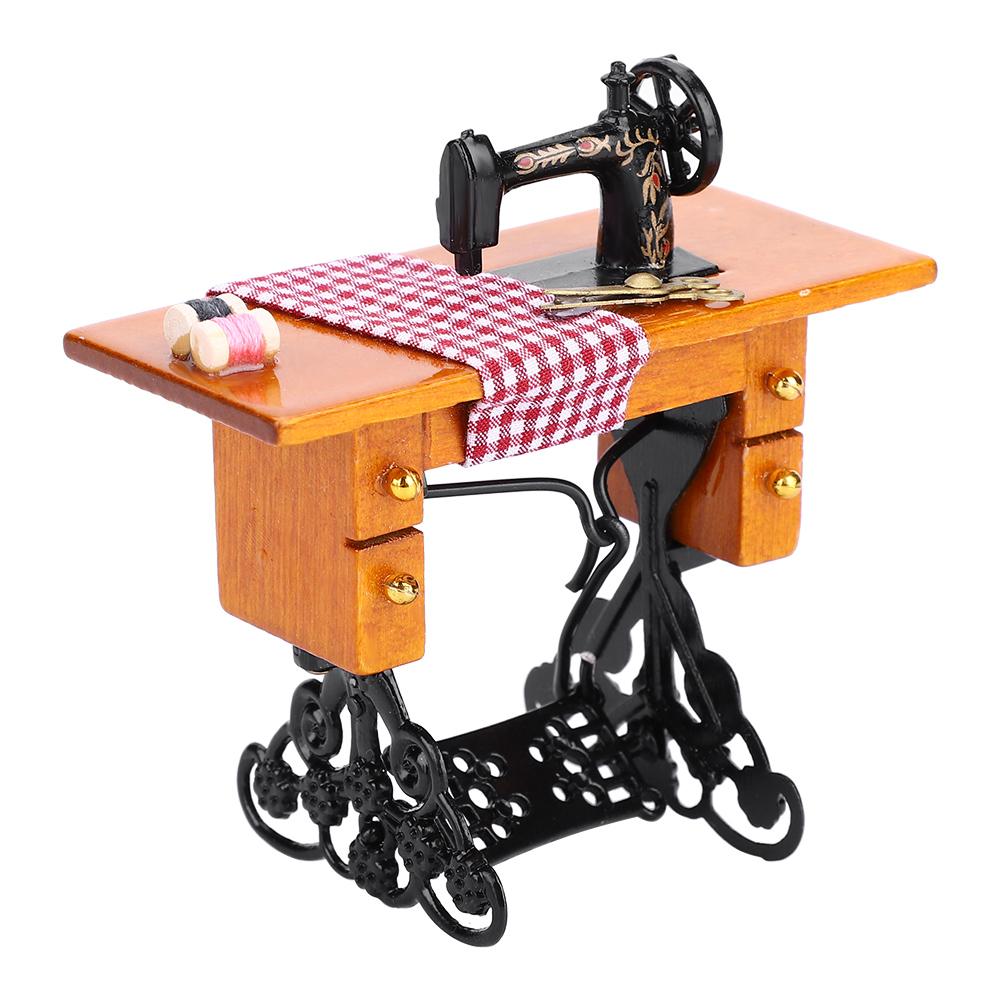 1:12 Миниатюрная мебель для кукольного домика Деревянная швейная машинка для кукольного домика Аксессуар Декор Игрушка