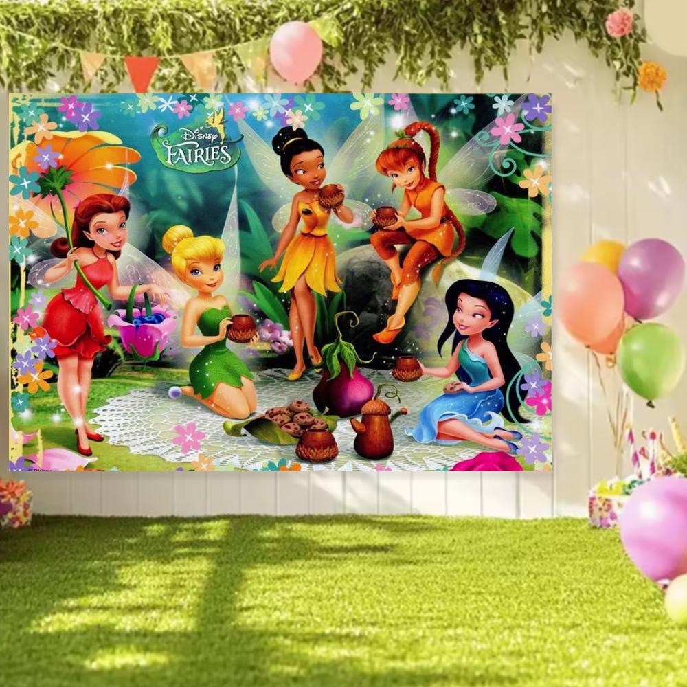 Peter Pan Tinker Bell Birthday Party Decoration Cake Topper Balloon Princess Forest Elf Background Banner Boy Girl Gifts
