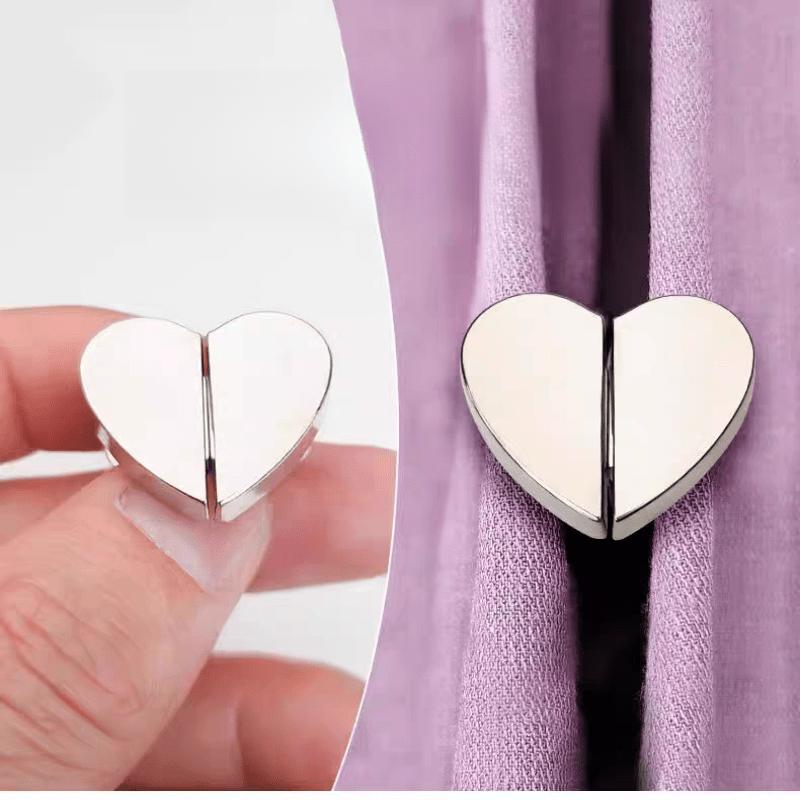 

[Heart-Shaped Magnetic Hooks] 4pcs Aluminum Alloy Heart-Shaped Magnetic Shower Curtain Hooks | Weighted Leakproof & Anti-Slip Design | Detachable Snap 4pcs
