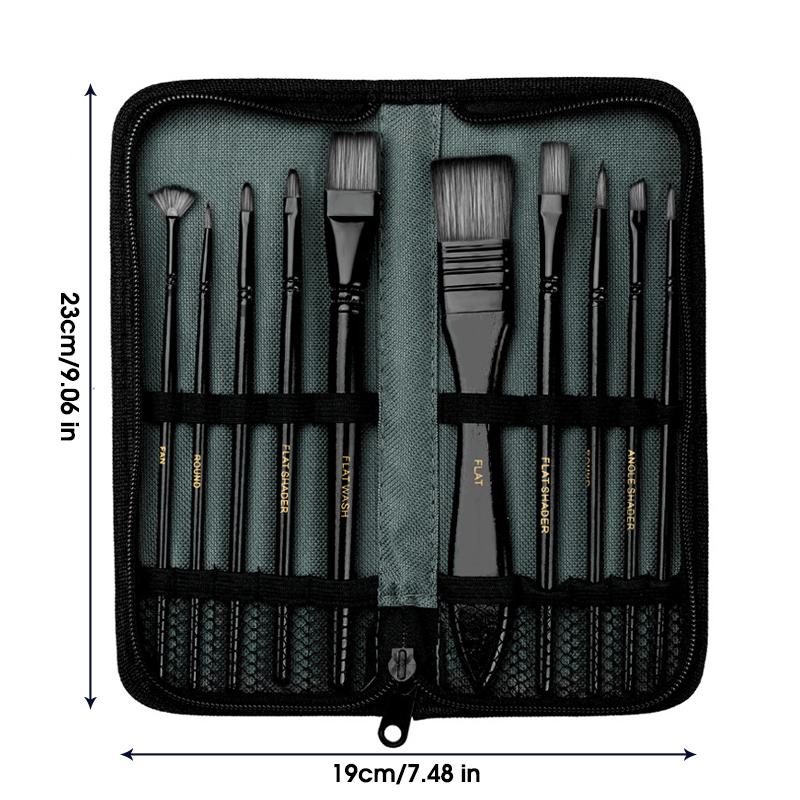 Set de 10 Pinceaux à Peindre Aquarelle Manche en Bois Poils en Nylon Stylo Pinceau Set d'Apprentissage Bricolage Peinture à l'Huile Acrylique Pinceaux d'Art Fournitures