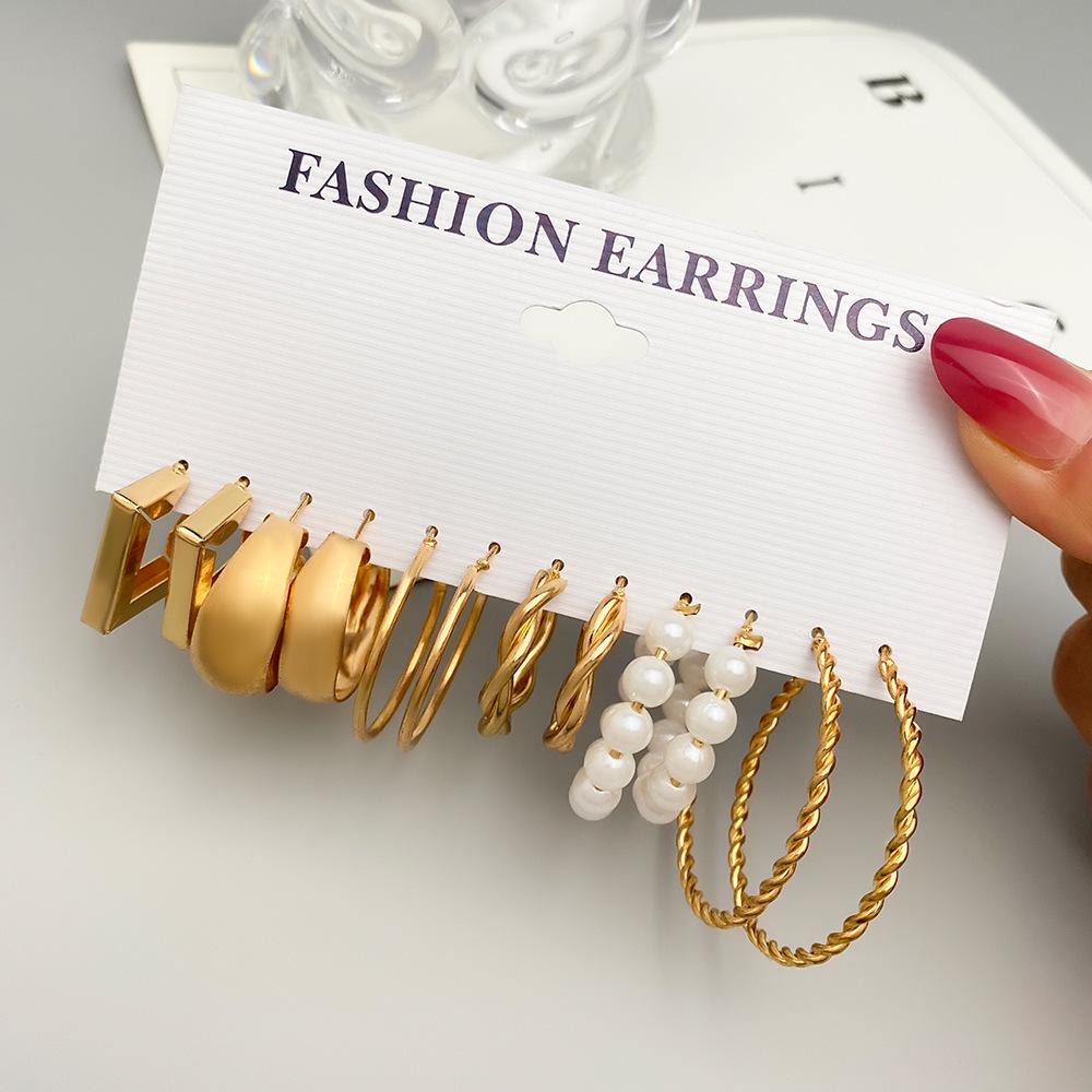 

Европейский и американский набор геометрических серег-колец из сплава Alloy