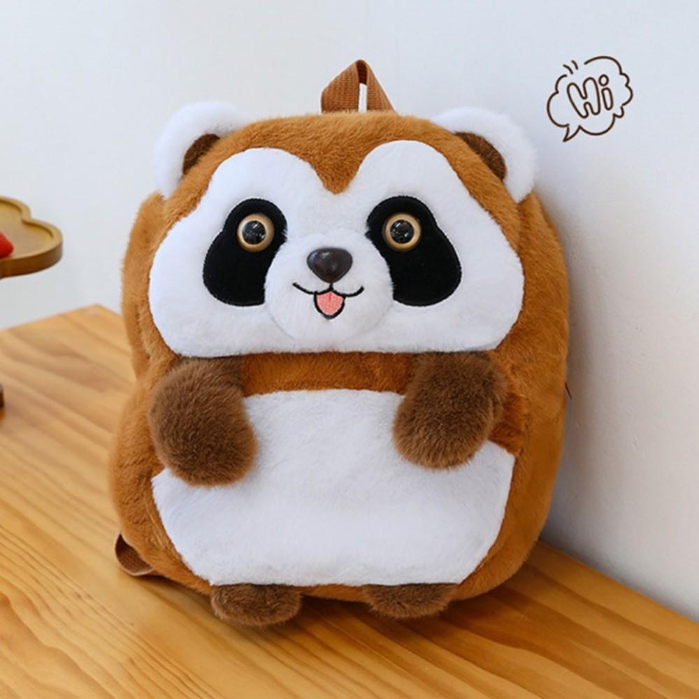 Stuffed Animal Cute Camel Plush Bag Plush Cartoon Doll Bag Little Raccoon Plush Backpack  Girls