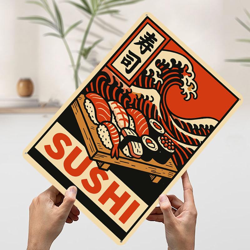 Sushi Japanese Style Tin Plaque Poster Customized Wall Art Retro Vintage Metal Signs for Man Cave Decoration Garage Decorations