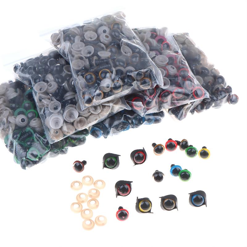 100Pcs 12mm Plastic Eyes for Bear Animal Dolls Safety Type with 50Pairs Suitable for Professional DIY Craft Making