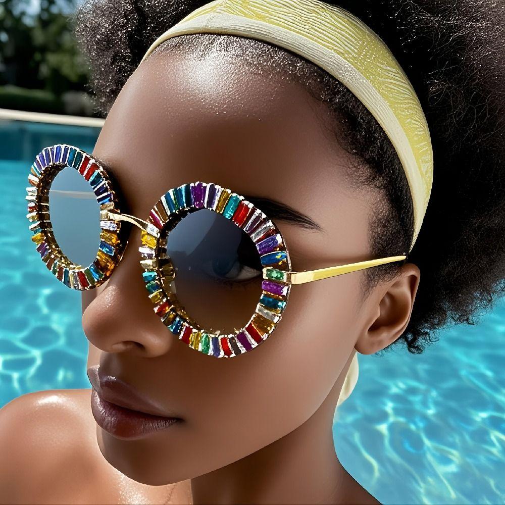 Steampunk Rhinestone Sunglasses Fashion Beach Party Sun Glasses Trendy Women Spectacles  Selfie