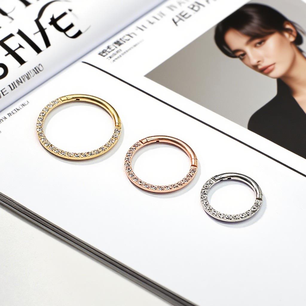 Cross-border Stainless Steel 316L Zircon Inlaid Body Piercing Jewelry: Nose Rings, Earrings, and Cartilage Studs.