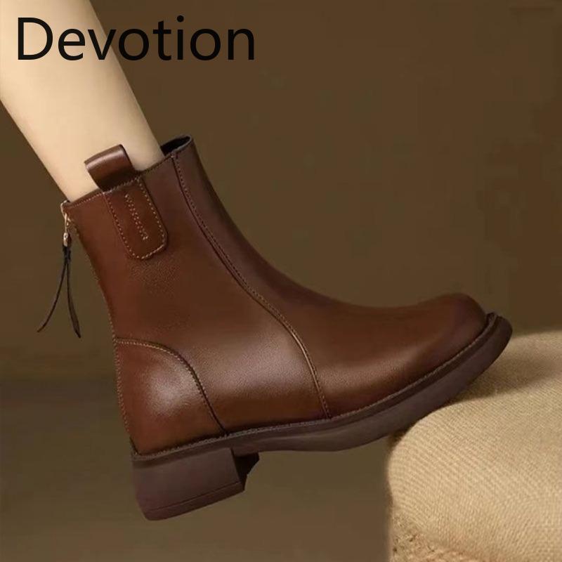 New Thick-soled Women's Shoes, Soft Leather Ankle Boots and Ankle Boots Devotion
