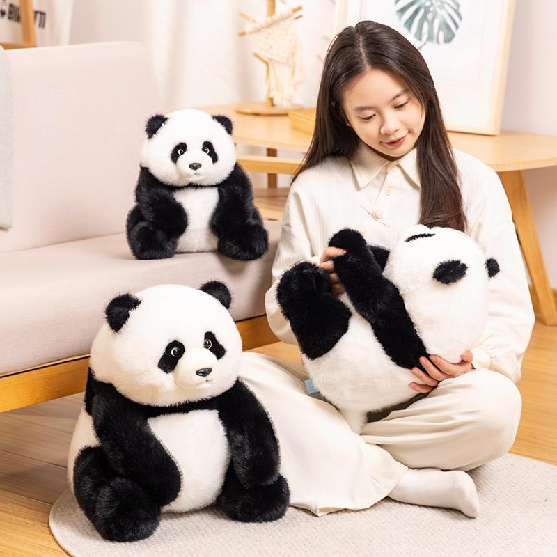 Chinese Panda Plush Toy  Full Soft Chinese National Treasure Realistic Animal Doll Sit Panda Toys Children's Birthday