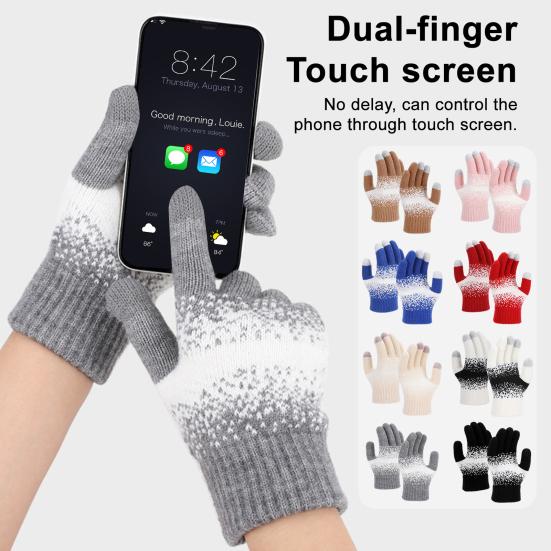 Warm Touchscreen Gloves Men Women Winter Knitted Gloves Full Finger Thickened Fleece Lined Gloves for Driving Skiing Daily Outings