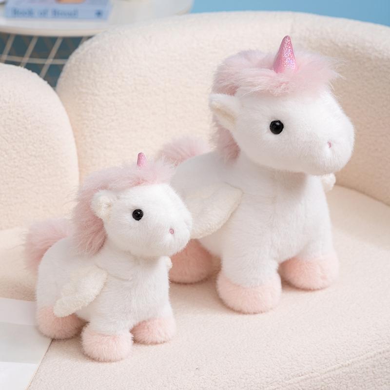 Furry Fantastic Unicorn Plush Toy Cartoon Flying Horse With Wings Stuffed Unicornio Doll for Girl Children Birthday Gift Pillow