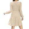 Women's Round Neck Pocket Knit Sweater Long Sleeve A-line Dress
