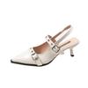 Designer Narrow Band Buckle Strap Pumps Women Sandalias Tacon Sexy Pointed Toe Thin Heels Wedding Banquet Dress Mule Ladies Shoe