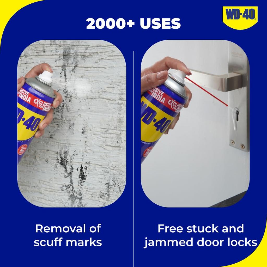 WD-40 Multipurpose Spray Lubricant Rust Remover 63.8g Pack Of 1 For Home Repair Locks Tools Car Bike Cleaning Use