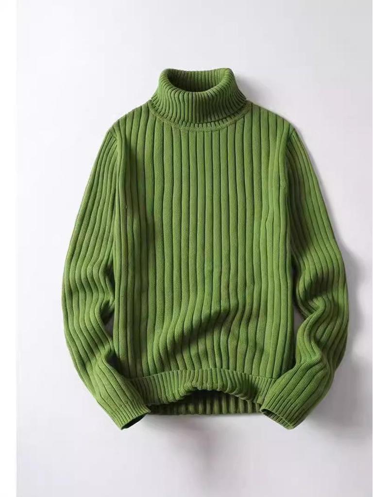 Suéter de Invierno Grueso de Cuello Alto para Hombre - Tendencia Casual, Lujo Ligero, Color Sólido, Tallas Grandes, Unisex
