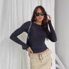 Evropské a americké dámské přiléhavé jednobarevné ležérní tričko s dlouhým rukávem, pulovr, streetwear, základní vrstva