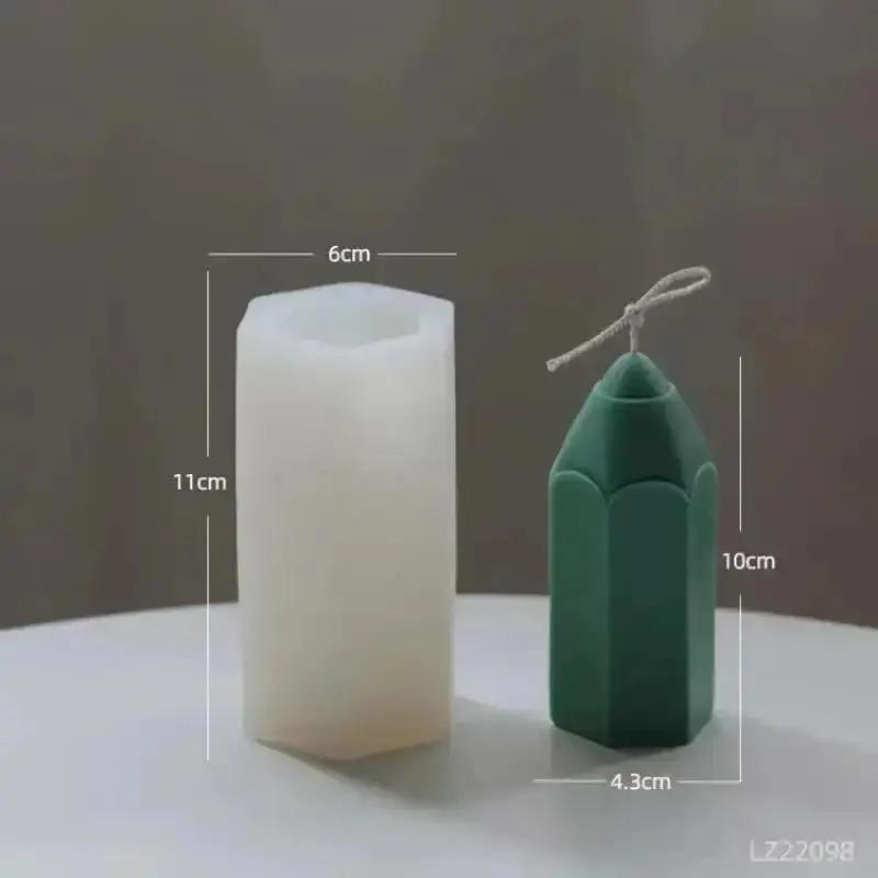 DIY Cylindrical Aromatherapy Candle Soap Gypsum Resin Manual Candle Making Products Mold 3D Pencil Shape Silicone Candle Mould